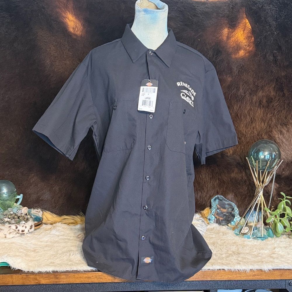 Dickies Black Casual Button Down Shirt L (5025D) NWT